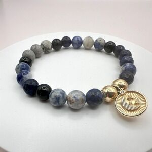 Vintage Y2K Gold Tone Moon Star Charm Beaded‎ Bracelet Women's Classic Jewelry